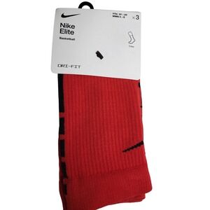 Nike Elite Basketball Dri Fit Crew‎ Socks Red Black Kids Youth 3Y-5Y WMN 4-6 NWt